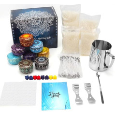 LangRay Candle Making Set, DIY Candle Pouring Set, Candle Wax Scented Candle Gifts Candle Making Kit with 550 ml Melting Pot, 480 g Soy Wax, 8 Candle Tins, 8 Colour Blocks, 50 Candle Wicks