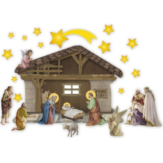 Fratelli Bonella Nativity Scene Made of Adhesive Material without Adhesive 22 x 29 cm Made in Italy (Crib)