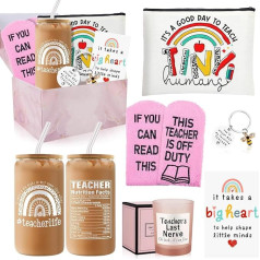 Teacher Gifts for Women - Teacher Appreciation Gifts - Christmas Gifts for Teachers - Unique Birthday Gifts for Teachers - Thank You Gifts - 16oz Teacher Glass Tumbler