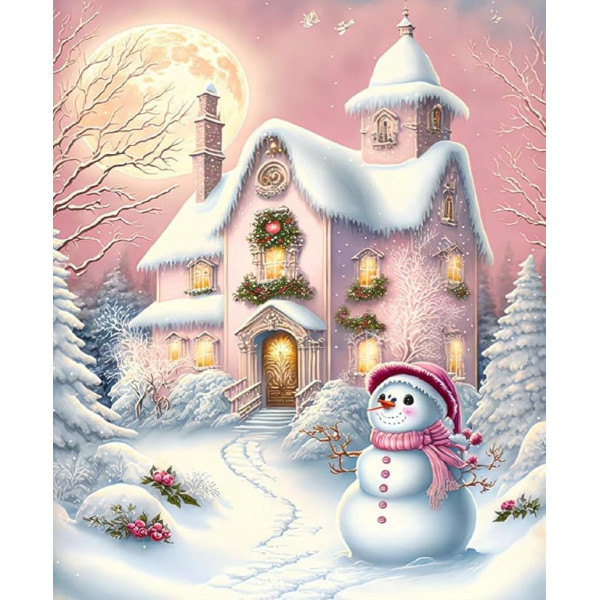 KEEMOSO Paint by Numbers Adult Landscape House DIY Oil Painting Canvas Set with 3 Brushes and Acrylic Pigment for Women Home Decoration Without Frame 40 x 50 cm