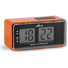 Atlanta Digital Alarm Clock LCD Radio Alarm Clock Snooze Light Retro Design Orange Silent No Ticking 1881-12