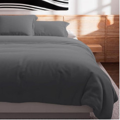 Soleil d'ocre, Cotton Duvet Cover 57 Thread Count 240 x 220 cm Plain Grey