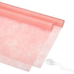 PATIKIL 22.8 x 22.8 Inch Flower Gift Wrap 20 Sheets Non-Woven Waterproof Florist Bouquet Wrapping Paper Korean Style with 2 Rolls of Ribbons for DIY Crafts Rose Pink