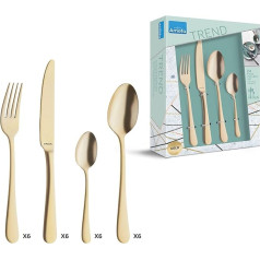 Amefa Austin Gold Cutlery Set 24 Pieces | PVD-Refined Golden Cutlery Set | Coloured Dinner Service 18/0 Stainless Steel | Cutlery Set 6 People | Cutlery Gold Dishwasher Safe