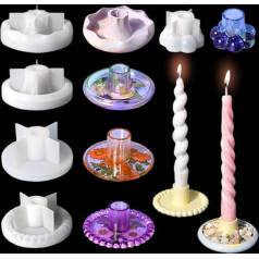 Voyyphixa Pack of 5 Silicone Moulds Epoxy Resin Round Silicone Mould Candle Holder Casting Resin Moulds Candlestick Silicone Moulds Resin Moulds for Epoxy Resin for DIY Tea Light Holder Table Ornaments (5 Pieces)