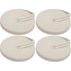 PATIKIL 1,9 cm breit, 100 % Baumwolle, Flachdocht, 4 Rollen Öllampendochte für Kerosinlampe, Laterne, Ölbrenner (weiß + mittlere rote Linie)