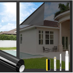 ConCus-T Disposable Window Film UV Sun Blocking Heat Control Window Film Reflective Window Tint Static Cling Mirror Film Privacy Solar Film with Kits Black 90x400