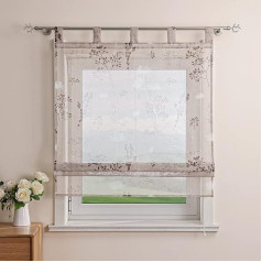 Delien Roman Blind Linen Look Transparent Roller Blinds Country House Kitchen Curtain Modern Roman Curtain with Floral Print 