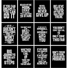 Verbier Inspirational Quotes Wall Art (Sets A & B) - 24 x A4 Motivational Posters for Room Decor/Gym/Office Decor/Kitchen Wall Art/Positive Confirmation Cards