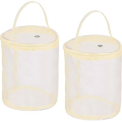 PATIKIL Yarn Storage Bag 2 Pack Portable Crochet Knitting Bag Case Ball Holder Net Basket Organisation Bag for Sewing Craft Projects Beige