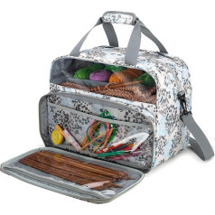 Teamoy Yarn Bag, Knitting Bag for Knitting Accessories, Crochet Hooks Storage Bag for Crochet Needle Set and Accessories, Travel Bag for Wool, Unfinished Project and Crochet Accessories, Dandelion,