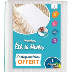 Babysom - Summer/Winter Baby Mattress | Children's Mattress + Waterproof Mattress Protector Gift - 70 x 140 cm - Breathable - Removable Cover - Height 12 cm