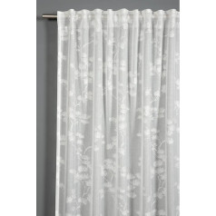 GARDINIA Curtain with Concealed Loops and Curtain Tape, Translucent, Transparent, Burnout Cotton Blossom, White, 140 x 245 cm