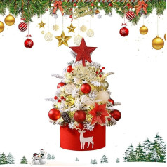 45 cm Mini Christmas Tree with Lighting, Mini LED Christmas Tree, Artificial Christmas Tree, Small Christmas Tree with Lighting, DIY Creative Christmas Decorations for Table, Office (Red)