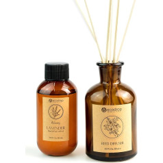 Ecodrop Lavender Reed Diffuser Set - 100 ml | Relaxing & Soothing Scented Aromatherapy Fragrance Oil, Glass Bottle & 6 Wooden Reed Sticks | Home Spa Gift