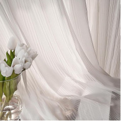 Hoonng Curtains with Ruffle Tape, White Slat Curtain, Design, Privacy Screen, Curtains, Set of 2, 245 x 140 cm