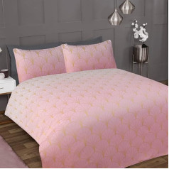 Sleepdown Ombre Metallic Soft Pink Duvet Cover Set With Pillow Cases Bedding Set With Pillow Cases Soft Cosy Easy Care King Size (230 x 220 cm)