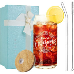 MAGEDON Mother's Day Gifts for Mom, Thank You, Birthday Gift for Women, Wife, Best Friend, Sometimes You Forget You Great Glass Mug with Straws, Lid and Cleaning Brush