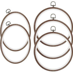 PATIKIL 5 Pieces Embroidery Hoop Set, 7 Inch Oval Round Imitation Wood Cross Stitch Ring for Embroidery Arts Crafts Practical Sewing Decoration