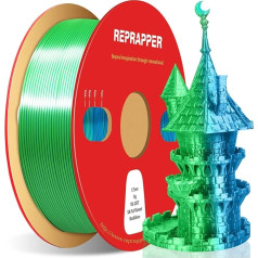 Reprapper Silk Two-Tone PLA Filament 1.75 mm for 3D Printer Coextrusion Silk PLA 1 kg Spool (2.2 lbs), Dimensional Accuracy +/- 0.03 mm 3D Printing Filament (Silk Blue & Green)