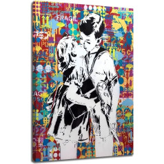 JoOcLa Banksy Pictures Canvas Poster Painting Canvas Wall Art Abstract Graffiti Street Art Print Wall Pictures Wall Art Prints Living Room Decoration Ready Decoration (with Frame 00F, 40 x 60 cm (16 x