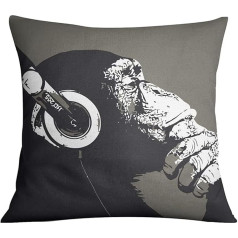 The Beach Stop Creative Chimpanzee Printed Cushion Covers (Chimpanzee Grey)