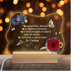 Miofula Eternal Rose Birthday Gift for Women, Acrylic Night Light LED Love Gifts for Girlfriend