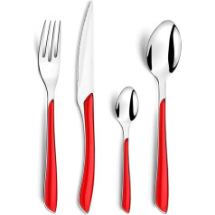 Amefa ECLAT Cutlery for 8 People, Stainless Steel with High-Quality Plastic Handles in Red, 32-Piece