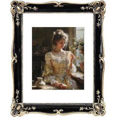 YUXINFRAME Vintage Picture Frame 11x14 Black Antique Gold Photo Frame with White Mount 8x10 Picture Frame Acrylic Glass Baroque Tabletop Wall Hanging
