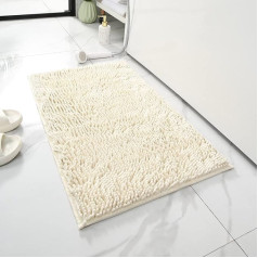 Rainberg Non Slip Bathroom Mat, Absorbent and Soft Chenille Bathroom Rug, Machine Washable, Comfortable Floor Mat for Bathtub, Toilet, Shower (40x60cm, Beige)