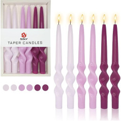 Gedengni Candle Holder Spiral Cone Candles, 25 Inch Spiral Candle Holder, Pack of 4, Unscented Candles, Coloured Candle Sticks, Twisted Dinner Candles (23D6P-PURGRA, 26 cm Spiral Taper Candles)
