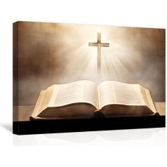 CXHOSTENT Jesus Canvas Wall Pictures Holy Bible and Cross Pictures God Poster Christian Spiritual Art Prints for Office Prayer Room Decoration (A, 30.00x45.00cms)