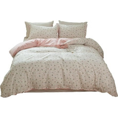 LifeTB Girls Floral Bedding Sets Garden Style Cotton Aesthetic Bedding Chic Bedroom Collection 1 Duvet Cover with 2 Pillowcases