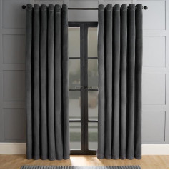 OHS Blackout Curtains Velvet Thermal Fleece Lined Decorative Eyelet Curtains for Bedroom Living Room Insulated Warm Energy Saving Blackout Curtains Grey 46x54 Inch