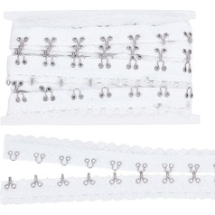 FINGERINSPIRE 12 Yards x 2 Inch Hook and Eye Tape Cotton Ribbon 3cm Spacing White Lace Ribbon with Large Hook and Eye White Lace Ribbons for DIY Clothing Accessories Embellishment Decorations