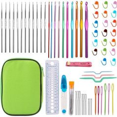 NAMOON Crochet Hooks Set, 60 Pieces Crochet Hooks Set with Storage Box, Ergonomic Crochet Set with Hand Sewing Needles, Beginner Crochet Kit for Craft Arts and Arthritic Hands