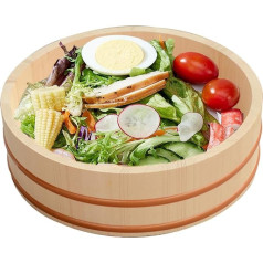 YINOX Natural Pine Wood Bowl Handcrafted Ideal for Serving Salad, Desserts, Curry Dishes, Fruits and More Eco-Friendly and Biodegradable Wooden Bowl (30cm)