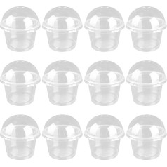 PRETYZOOM 50 Pieces 250ml Fruit Cups with Lids Small Lid Dome Ice Cream Yoghurt Container Baking Accessories for Kids Parfait Disposable Dessert Cups Clear Salad Cups Dessert Cups