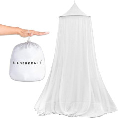Silberkraft Premium Mosquito Net with Adhesive Hooks, XXL for Double Bed, Bed Canopy with Zip as Mosquito Protection, Mosquito Net for Travel and Home, with Carry Bag