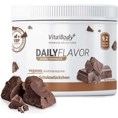 VitalBodyPLUS DailyFlavor Double Chocolate, Low Calorie and Low Sugar Flavour Powder, Only 9 kcal per Serving, 250 g - Vegan, Gluten-Free and Heat Resistant, Independently Laboratory Tested &