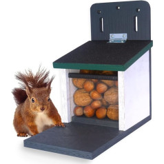 Holznager Squirrel Feeder Weatherproof, Very Stable and Safe, Handmade from Own Production in the Black Forest, Ventilation System for Dry Squirrel Food, Squirrel House