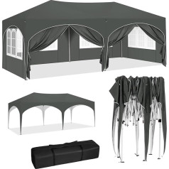WOLTU Gazebo, Folding Gazebo, 3 x 6 m, with 6 Side Walls, Party Tent, Water-Repellent, UV Protection 50+, Height-Adjustable Garden Gazebo, with Carry Bag, for Outdoor Garden, Camping, Grey