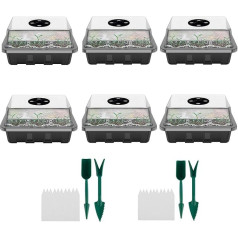 3 Piece Indoor Greenhouse Propagation Box Greenhouse Propagation Tray Mini Greenhouse Propagation Set with Lid and Ventilation, Germination Trays Plant Bowls Seedlings Propagation Trays 12 cells