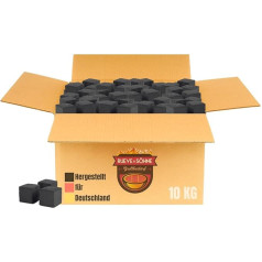 Rueve & Söhne 10 kg BBQ Charcoal 28 Natural Charcoal Made from Coconut Shells with Steakhouse Quality High-Quality Coconut Coal Cubes BBQ and Coconut Charcoal Briquettes I Off to the Grill