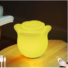 LOGT LED RGB Tischleuchte Rose mit Fernsteuerung Tischleuchte Kabellos Akku Lampe Tisch Dimmbar RGB Tischlicht Innen und Außen Wasserdicht Schreibtischlampe Tragbar für Kinder Schlafzimmer