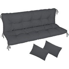 Ferocity Cushion for Hollywood Swing 185 x 50 x 50 cm, Garden Bench Cushion and 2 Cushions, Pallet Cushion, Seat Cushion and Back Cushion, Cushion, Mattress, Garden Cushion, Graphite [133]