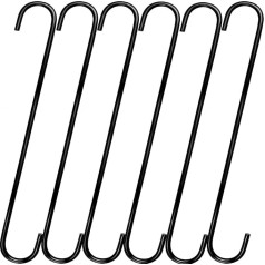 40,6 cm S-Haken, robust, 6 Stück, extra große S-förmige Metallhaken zum Aufhängen von Pflanzen, im Freien, Schrank, Blumen, Korb, Terrasse, Vogelfutterspender, Vogelhaus, Töpfe und Pfannen