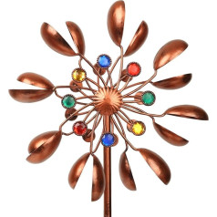 OUISJYER Metal Wind Chimes 360 Degree Rotatable Kinetic Wind Chimes Double Blades 33cm Wide Wind Sculptures and Spinners 155cm Tall Yard Wind Chime Outdoor Garden Patio
