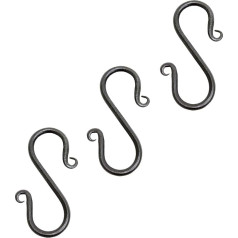 Achla Mini S-Hook 3 Pack Hooks, Black Powder Coated