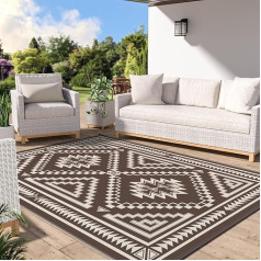GENIMO Plastic Carpet Lightweight Reversible Waterproof Easy Clean Quick Dry Geometric Camping Rug Large Area Mats for RV Backyard Deck Beach Balcony